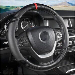 Carbon Fiber Car Steering Wheel Cover, Universal 15 inch Breathable Anti Slip
